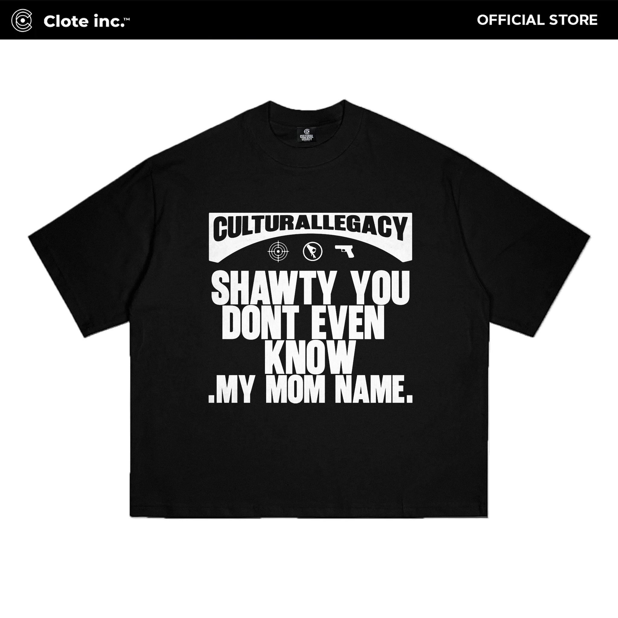 Clote Inc Boxy Crop Fit Oversized Cotton 20s Clote S1lly You Black - LHC